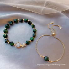 Shangjie OEM Pulsera Gold Bracelet Charm Bracelet Femme Green Crystal Gemstone Designer Adjustable Women Bracelet